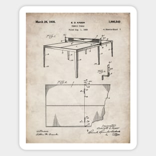 Table Tennis Patent - Ping Pong Fan Tennis Player Art - Antique Sticker